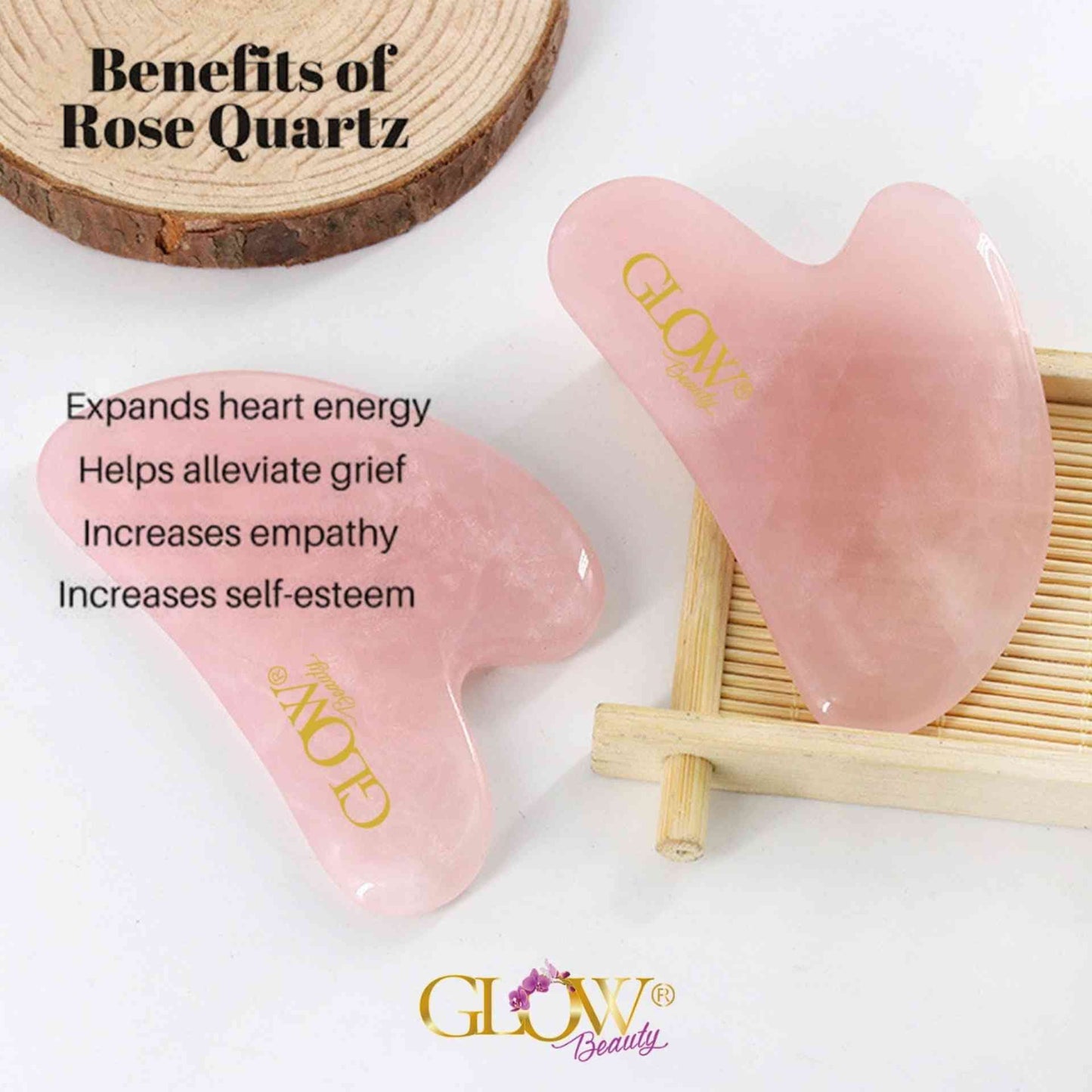 Rose Quartz Stone - Gua Sha Facial Tool