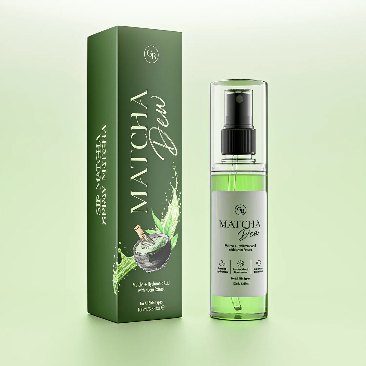 Matcha Dew Hyaluronic Acid Face Mist with Neem & Tea Tree